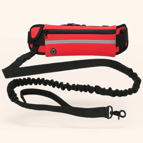 Laisse mains libres pour chien avec poche