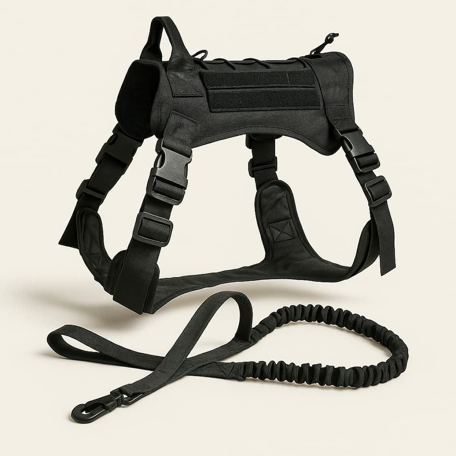 Harnais tactique pour chien avec collier et laisse