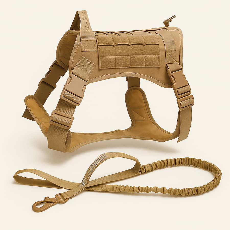 Harnais tactique pour chien avec collier et laisse