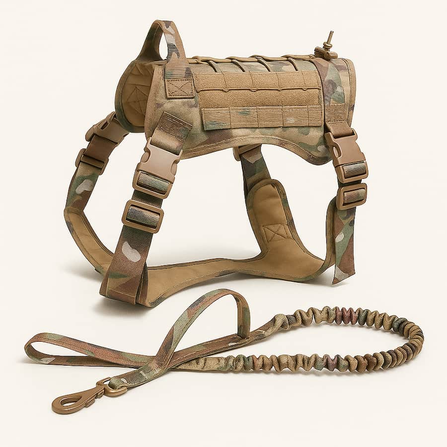 Harnais tactique pour chien avec collier et laisse