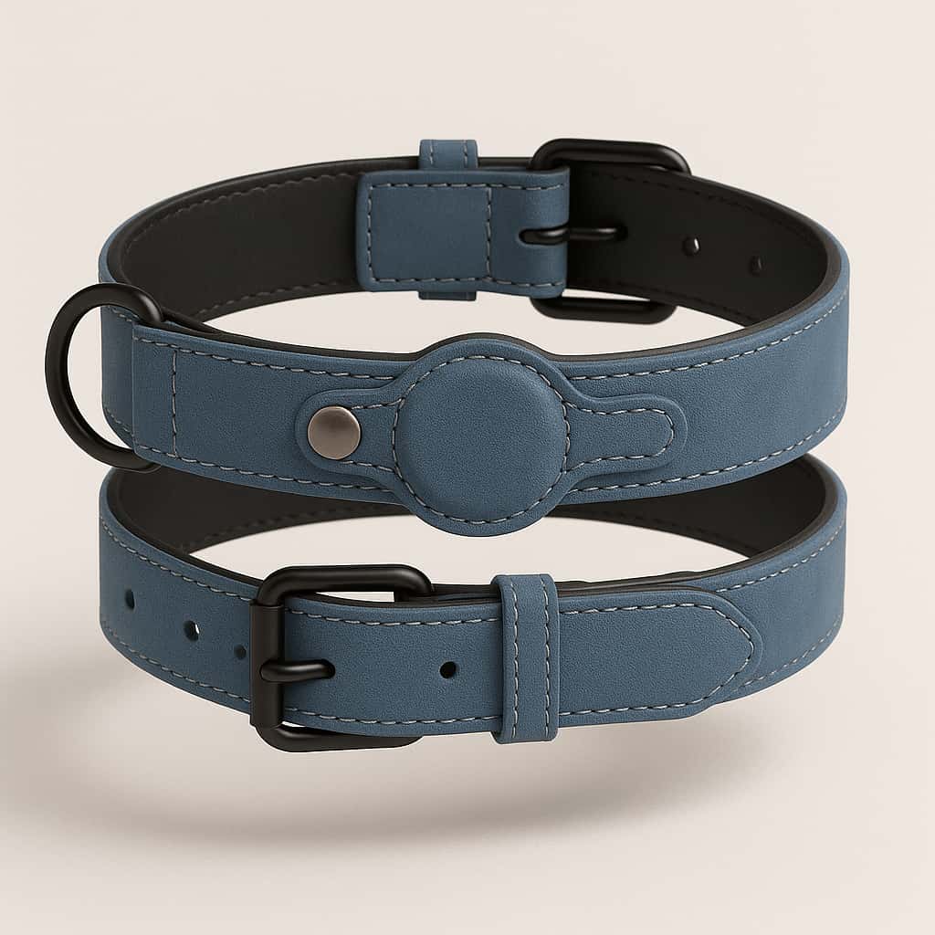 Collier pour chien en cuir avec emplacement pour traceur