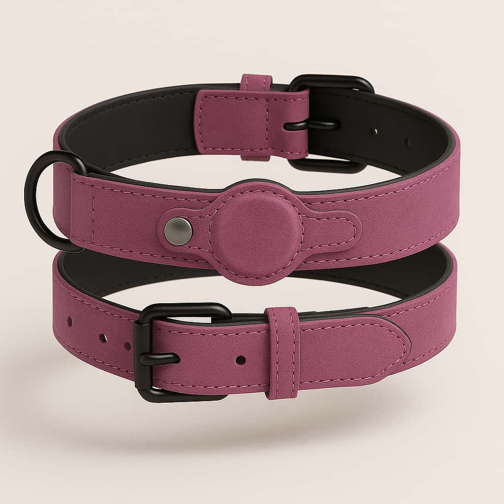 Collier pour chien en cuir avec emplacement pour traceur