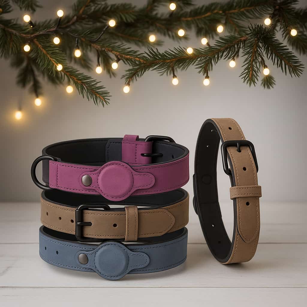 Collier pour chien en cuir avec emplacement pour traceur