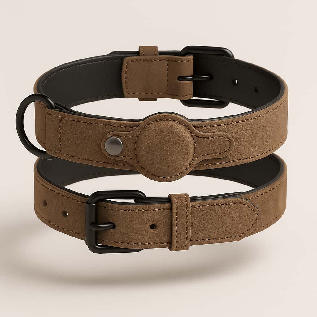 Collier pour chien en cuir avec emplacement pour traceur