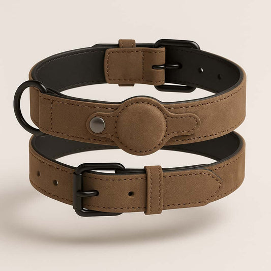 Collier pour chien en cuir avec emplacement pour traceur