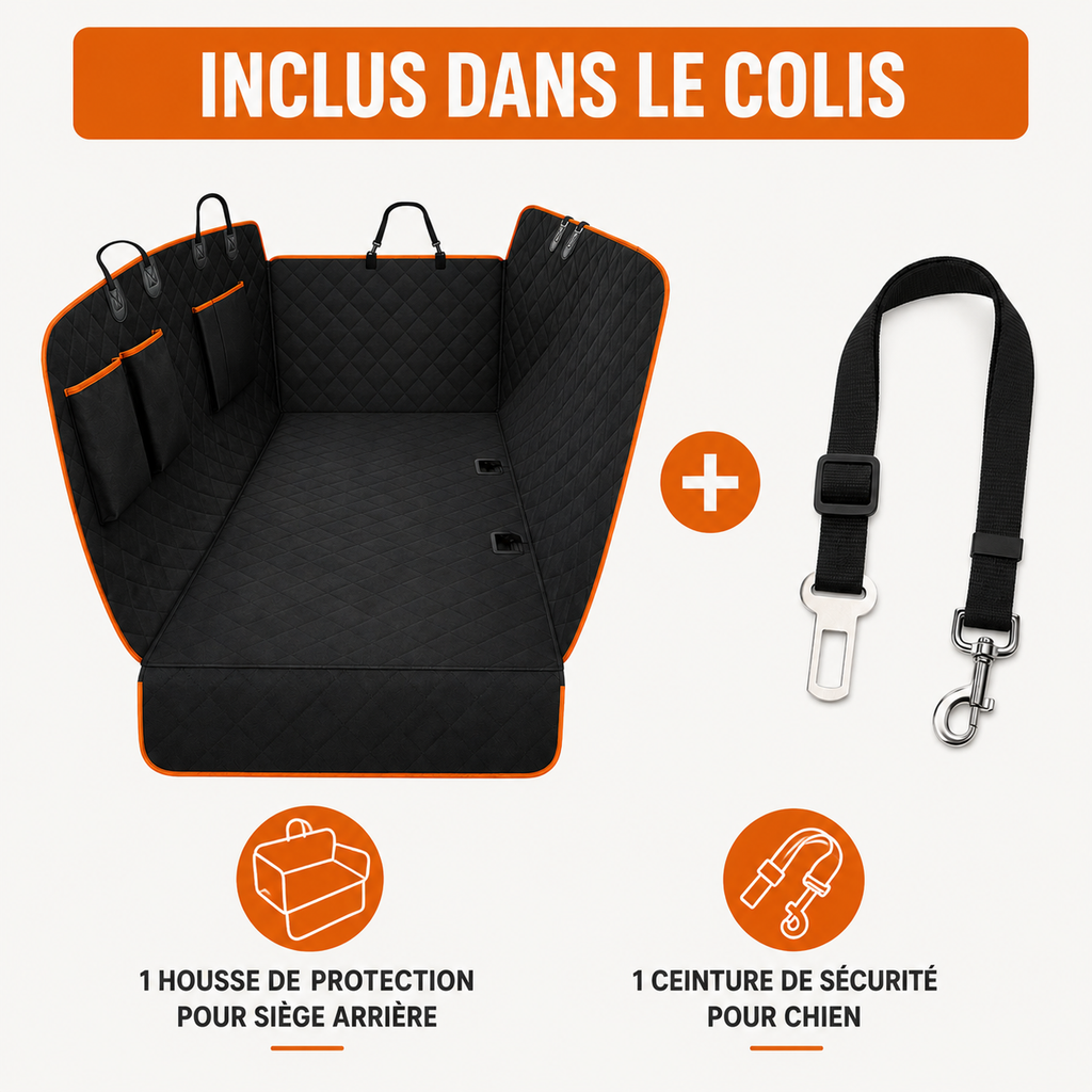 Housse imperméable pour siège arrière de voiture pour chien