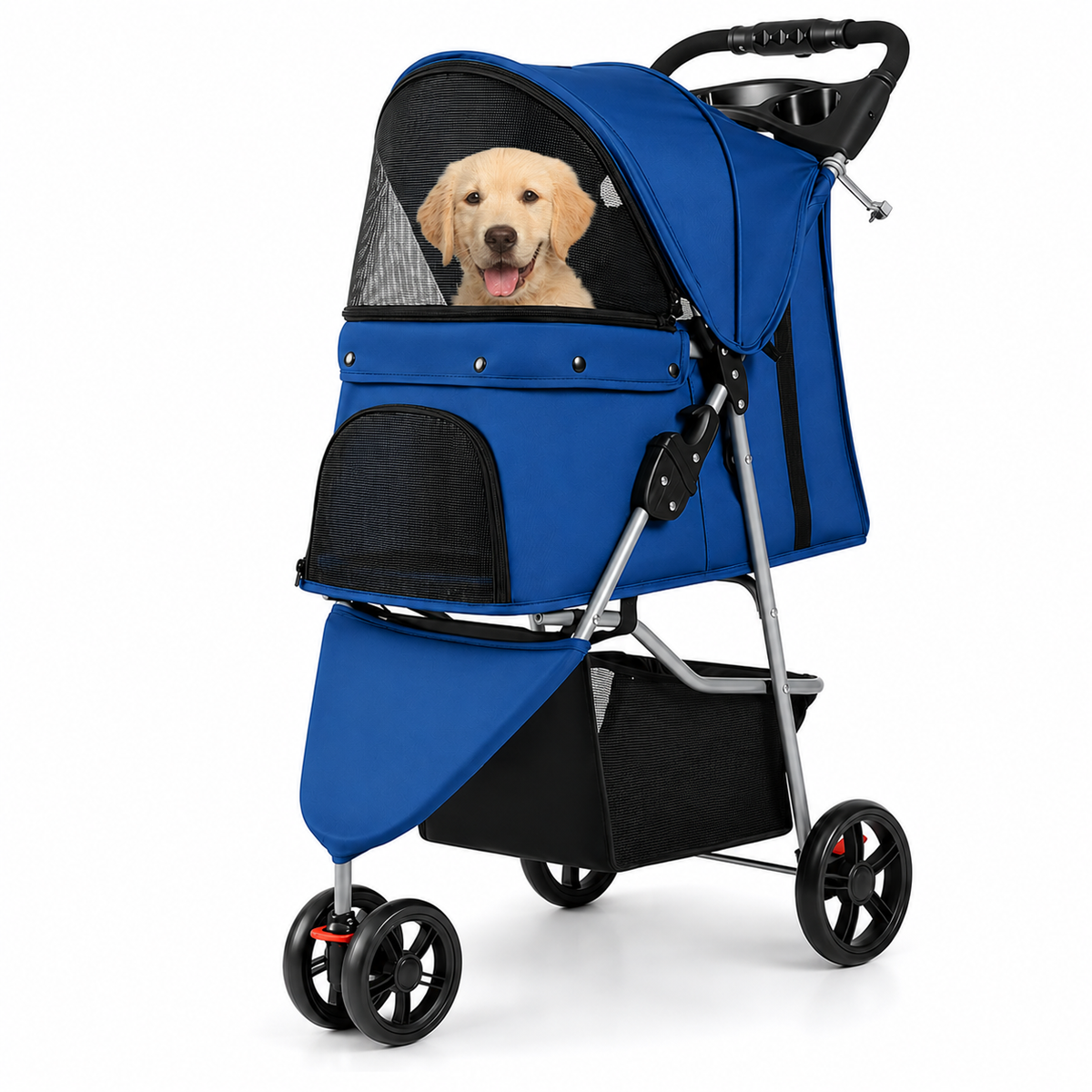 Poussette chien 3 roues | Légère 5 kg, chien jusqu'à 15 kg