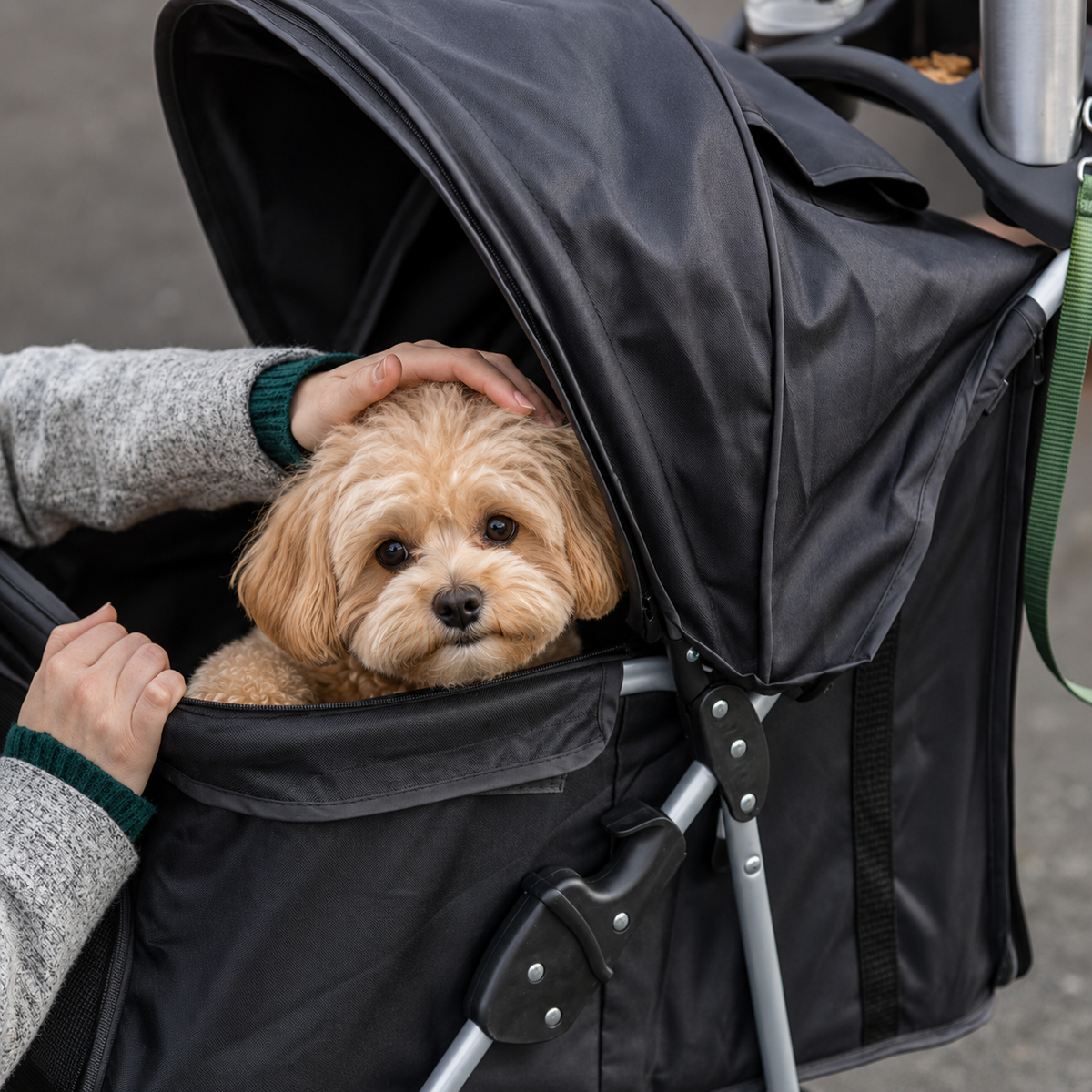 Poussette chien 3 roues | Élégante & robuste pour chiens jusqu'à 16 kg